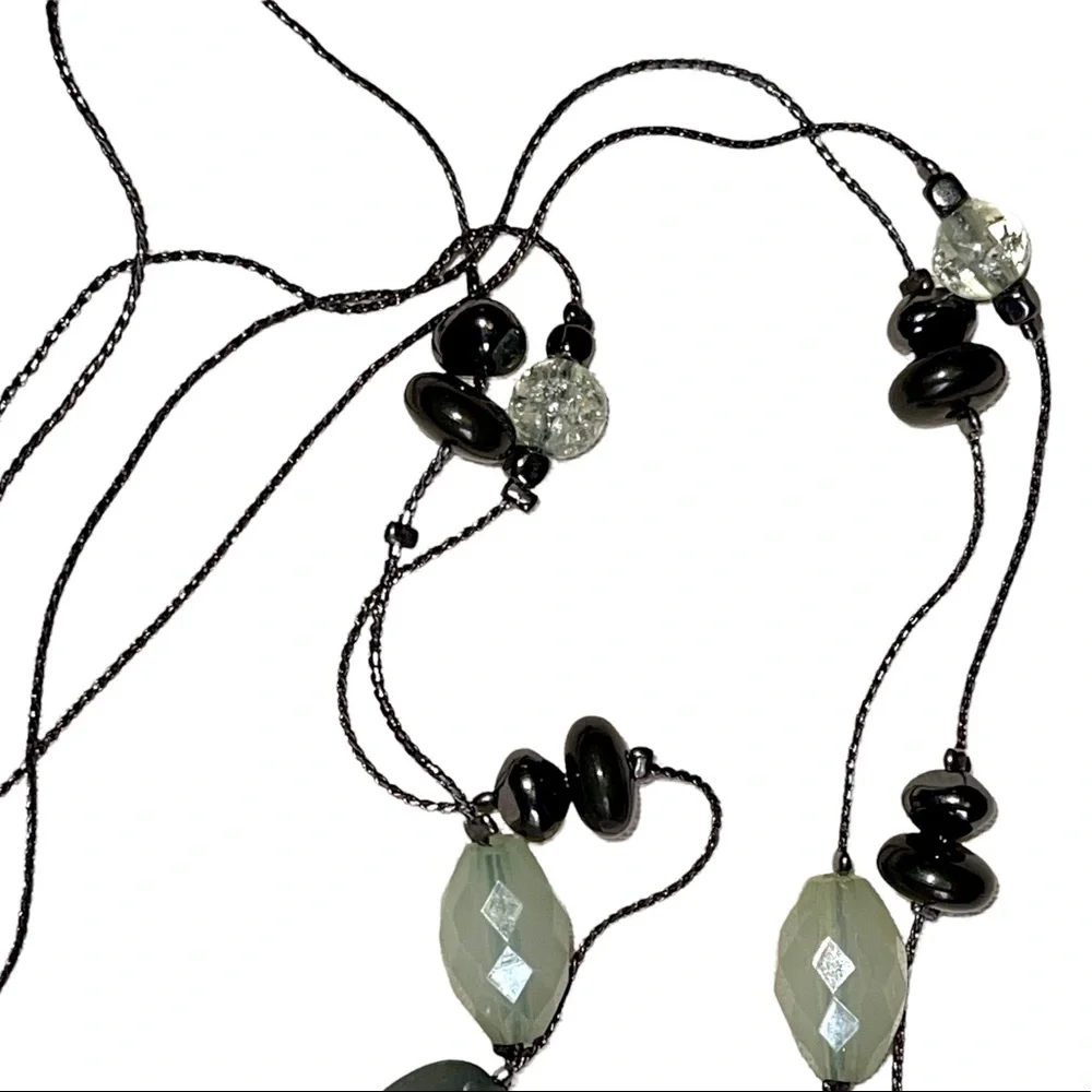 Double stranded designer necklace with multi faceted stones in euc